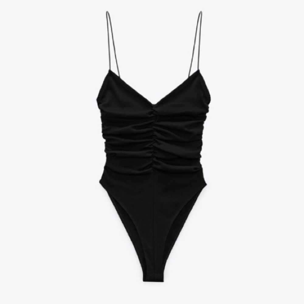 Zara Black ruched bodysuit